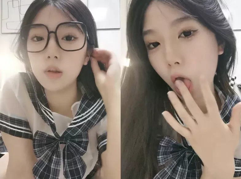 19极品尤物学生妹，黑框眼镜非常清纯，吸吮手指骚起来，肉感身材，顶级大肥臀，翘起摇摆【214MB】-集乐社